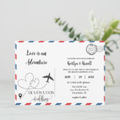 Briefkaart bruiloft uitnodiging - Bestemming bruil (Staand voorkant)