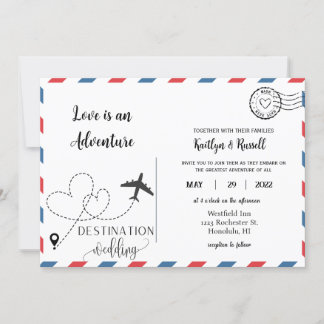 Briefkaart bruiloft uitnodiging - Bestemming bruil