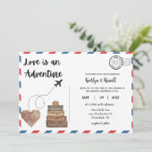 Briefkaart bruiloft uitnodiging - Bestemming bruil (Staand voorkant)