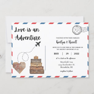 Briefkaart bruiloft uitnodiging - Bestemming bruil