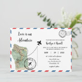 Briefkaart bruiloft uitnodiging - Bestemming bruil (Staand voorkant)