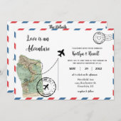 Briefkaart bruiloft uitnodiging - Bestemming bruil (Voorkant / Achterkant)