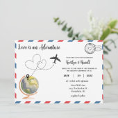 Briefkaart bruiloft uitnodiging - Bestemming bruil (Staand voorkant)