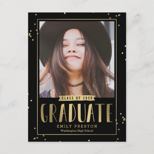 Briefkaart Bubble Chic Afstuderen Announding (Voorkant)