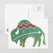 Briefkaart Buffalo Design Native American (Voorkant / Achterkant)