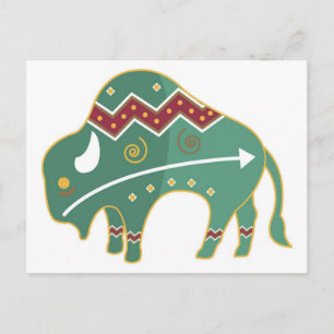 Briefkaart Buffalo Design Native American