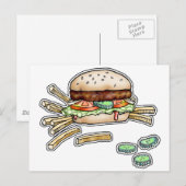 Briefkaart BURGER en FRIES (Voorkant / Achterkant)