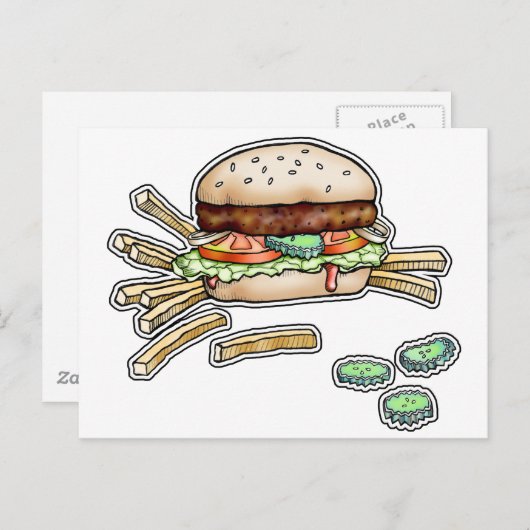 Briefkaart BURGER en FRIES (Voorkant / Achterkant)