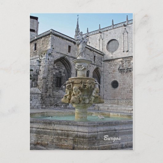Briefkaart Burgos Cathedral Fountain (Voorkant)