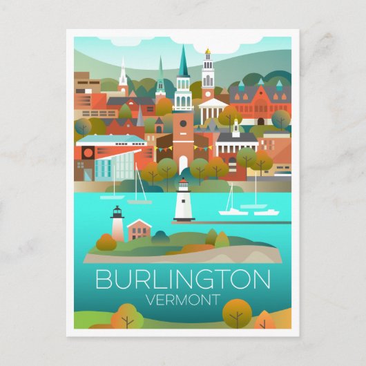 Briefkaart Burlington, Vermont (Voorkant)