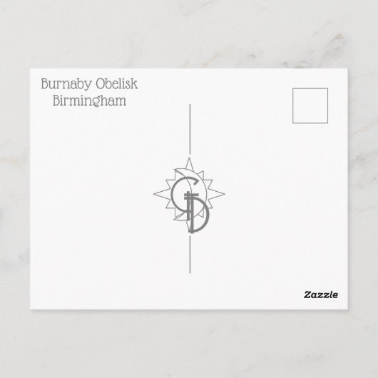Briefkaart Burnaby Obelisk (Achterkant)