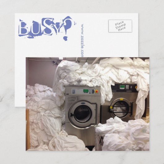 briefkaart "BUSY" (Voorkant / Achterkant)