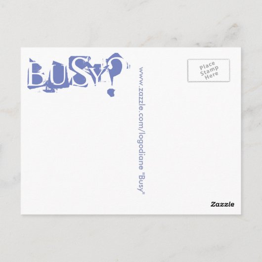briefkaart "BUSY" (Achterkant)