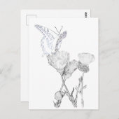 Briefkaart - Butterfly en Flowers to Color (Voorkant / Achterkant)