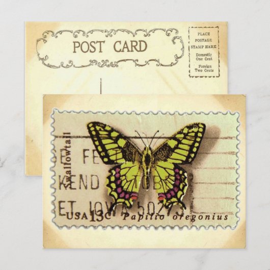 Briefkaart  Butterfly Stamp (Voorkant / Achterkant)
