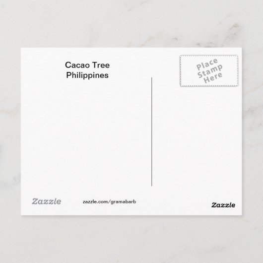 Briefkaart Cacao-bomen (Achterkant)