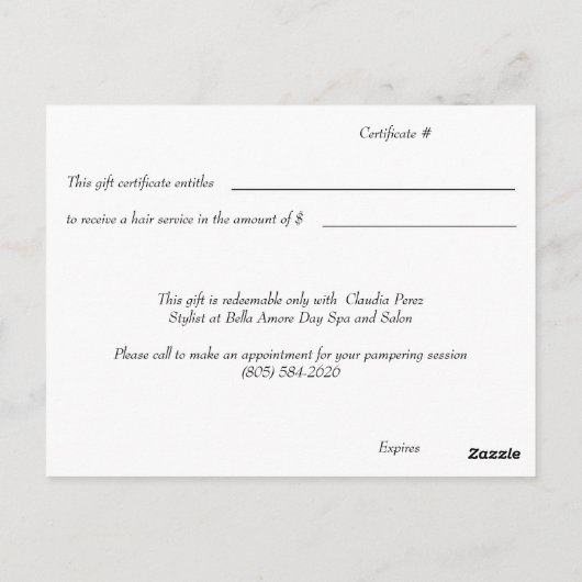 Briefkaart Cadeaubon (Achterkant)