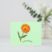 Briefkaart - Calendula met label (Staand voorkant)
