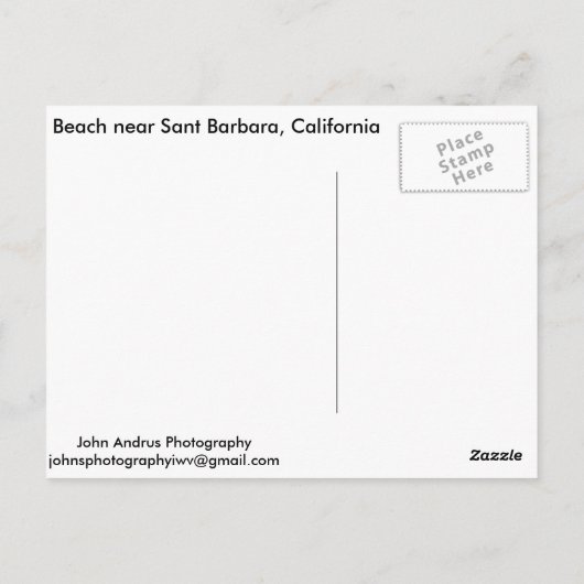 Briefkaart California strand SB (Achterkant)