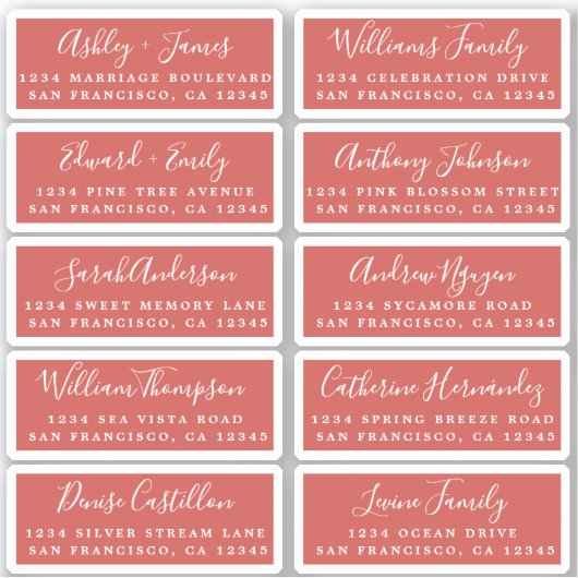 Briefkaart Calligrafie Weddenschap Adresetiketten Sticker (Voorkant)