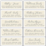 Briefkaart Calligrafie Weddenschap Adresetiketten Sticker<br><div class="desc">Eenvoudig te personaliseren, namen en adressen / individuele trouwadreslabel stickers voor gasten in een 2 x 0, 8 inch formaat geschikt voor briefkaarten! Deze chique, moderne en eenvoudige bruiloft adresetiketten zijn voorzien van uw bruiloft gastnamen in off-black elegante handgeschreven script kalligrafie en stijlvolle typografie op een antiek witte achtergrond. Voeg...</div>