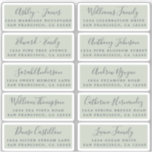 Briefkaart Calligrafie Weddenschap Adresetiketten Sticker<br><div class="desc">Eenvoudig te personaliseren, namen en adressen / individuele trouwadreslabel stickers voor gasten in een 2 x 0, 8 inch formaat geschikt voor briefkaarten! Deze chique, moderne en eenvoudige bruiloft adresetiketten zijn voorzien van uw bruiloft gastnamen in off-black elegante handgeschreven script kalligrafie en stijlvolle typografie op een pastel groene achtergrond. Voeg...</div>