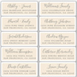 Briefkaart Calligrafie Weddenschap Adresetiketten Sticker<br><div class="desc">Eenvoudig te personaliseren, namen en adressen / individuele trouwadreslabel stickers voor gasten in een 2 x 0, 8 inch formaat geschikt voor briefkaarten! Deze chique, moderne en eenvoudige bruiloft adresetiketten zijn voorzien van uw bruiloft gastnamen in off-black elegante handgeschreven script kalligrafie en stijlvolle typografie op een ivoren achtergrond. Voeg eenvoudig...</div>