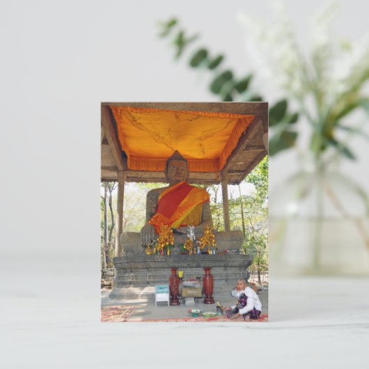 Briefkaart Cambodja, Angkor Thom Buddha (Staand voorkant)