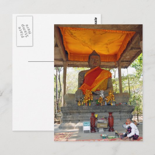 Briefkaart Cambodja, Angkor Thom Buddha (Voorkant / Achterkant)