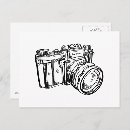 Briefkaart camera - zwart en wit (Voorkant / Achterkant)