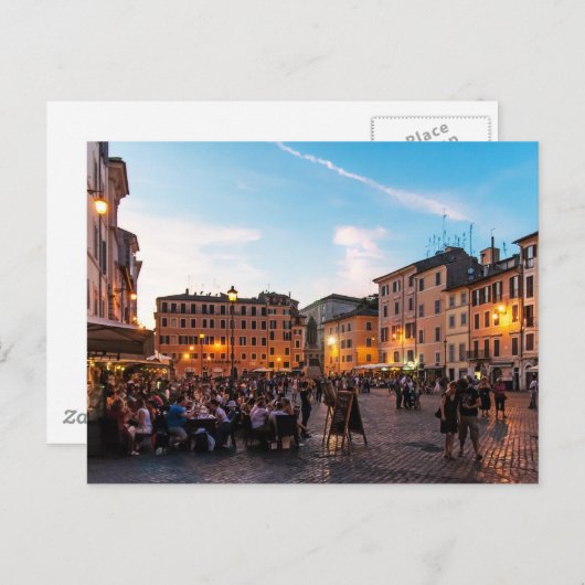 Briefkaart Campo de Fiori Rome | Sunset (Voorkant / Achterkant)