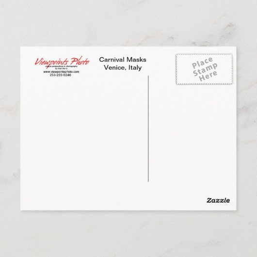 Briefkaart Carnival Masker (Achterkant)