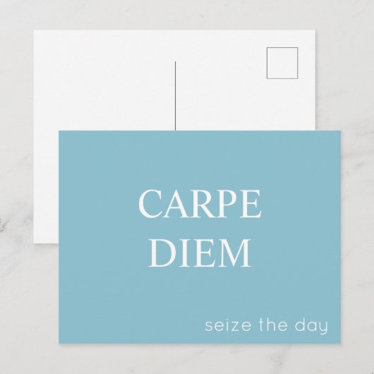Briefkaart Carpe Diem Latijnse Quote - Turquoise (Voorkant / Achterkant)