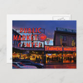 Briefkaart / Carte Postale Pike Market, Seattle (Voorkant / Achterkant)