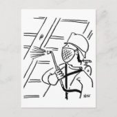 Briefkaart Cartoon voor houtbehoud (Voorkant)