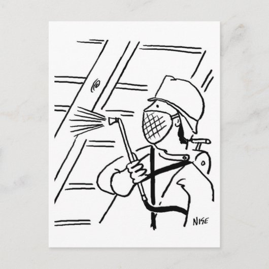 Briefkaart Cartoon voor houtbehoud (Voorkant)