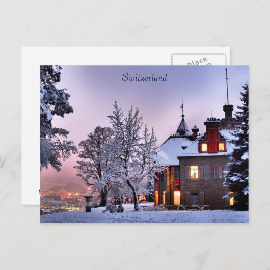 Briefkaart Castle City lichten in Lucerne Zwitserl (Voorkant / Achterkant)