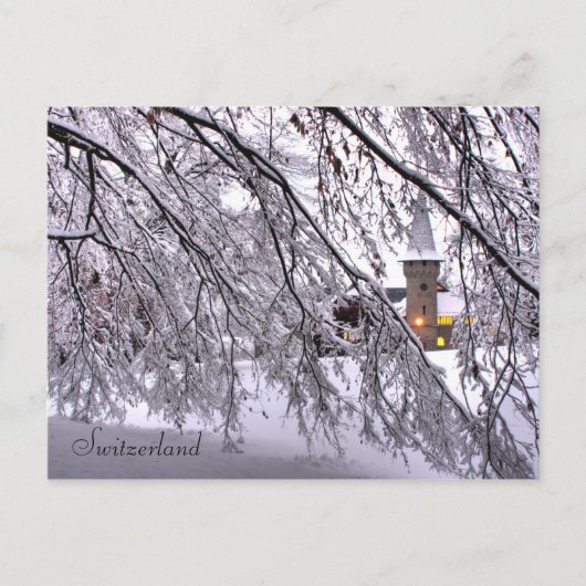 Briefkaart Castle Snowy Trees in Luzerne Zwitserla (Voorkant)