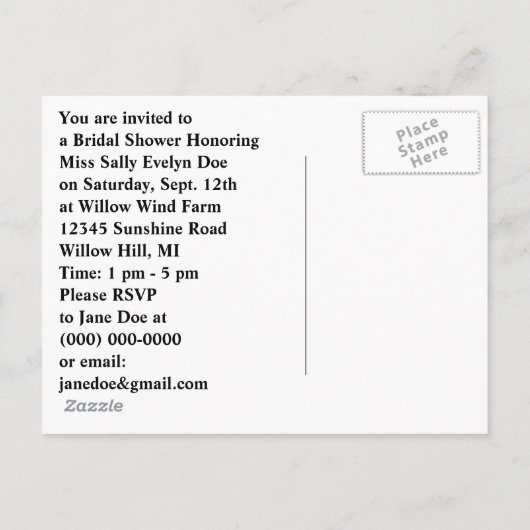 Briefkaart Casual & Fun Boerderij Vrijgezellenfee (Achterkant)