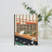 Briefkaart: Cat on Window van Hiroshige 歌川広 重 Briefkaart (Staand voorkant)