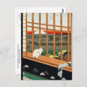 Briefkaart: Cat on Window van Hiroshige 歌川広 重 Briefkaart (Voorkant / Achterkant)