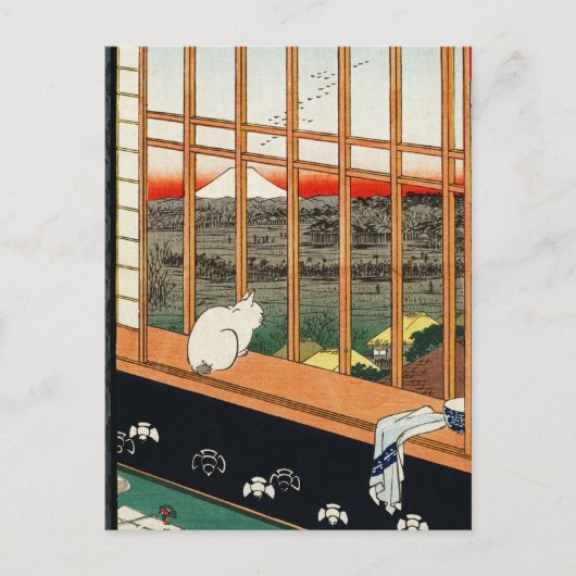 Briefkaart: Cat on Window van Hiroshige 歌川広 重 Briefkaart (Voorkant)