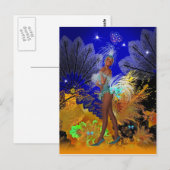 Briefkaart Celebration Showgirl in het blauw (Voorkant / Achterkant)