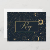 Briefkaart Celestial Sun en Moon RSVP (Voorkant / Achterkant)