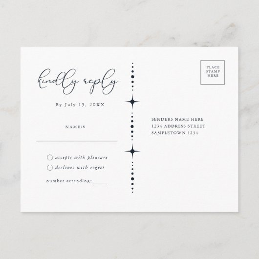 Briefkaart Celestial Sun en Moon RSVP (Achterkant)