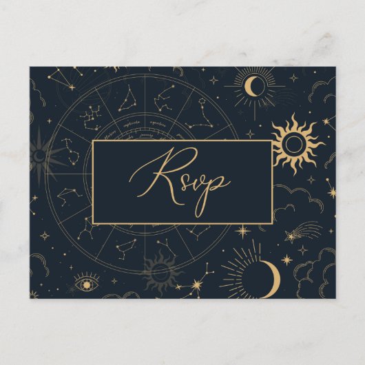 Briefkaart Celestial Sun en Moon RSVP (Voorkant)