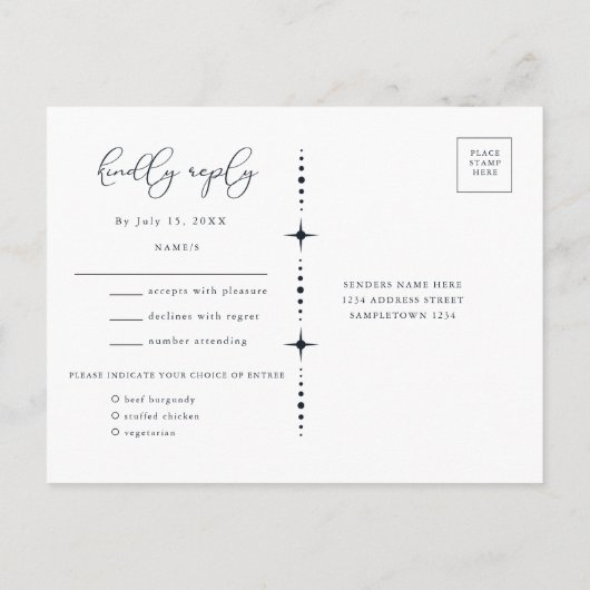 Briefkaart Celestial Sun en Moon RSVP (Achterkant)