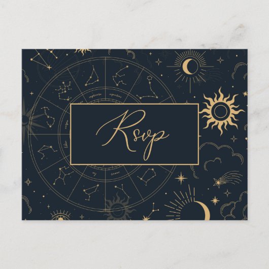 Briefkaart Celestial Sun en Moon RSVP (Voorkant)