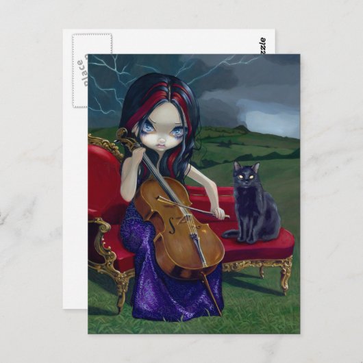 briefkaart "Cello Storm" (Voorkant / Achterkant)