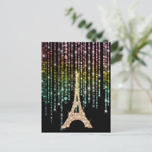 Briefkaart Champagne Eiffel Tower (Staand voorkant)